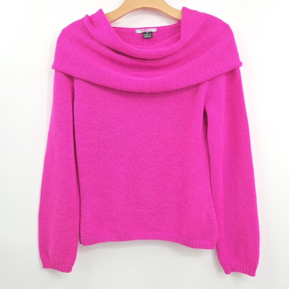 NELL Sweaters - NELL Alpaca Sweater Hot Pink Off Shoulder